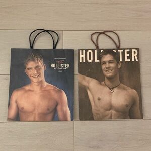 Hollister Black and Brown Shopping Bags with Rope Handles